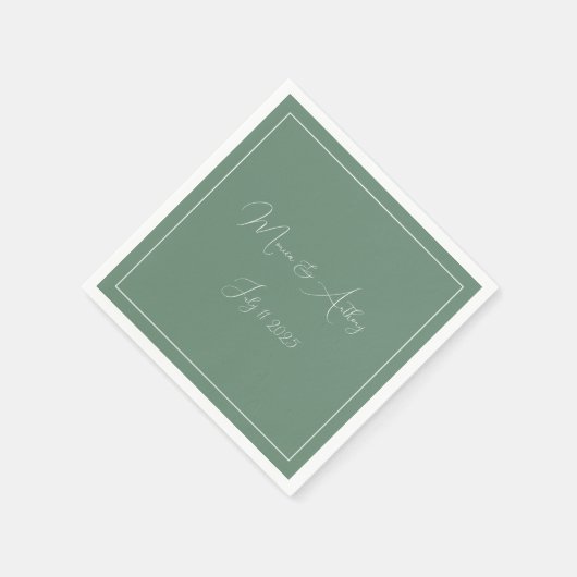 Casual Sage Groen Eenvoudig Script Minimalistische Servet (Hoek)
