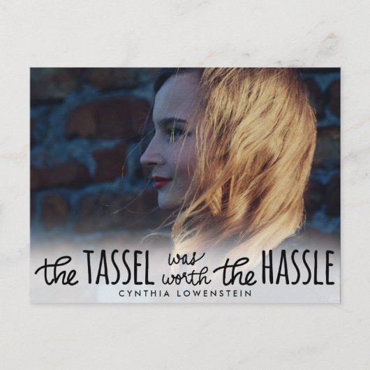 Casual Schattige Script Afstuderen Zwarte Typograf Uitnodiging Briefkaart (Voorkant)