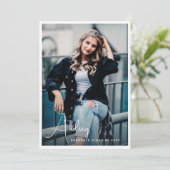 Casual schrijfnaam Afstuderen Photo Invitation Kaart (Staand voorkant)
