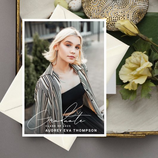 Casual schrijven Afstuderen 2 foto-uitnodiging Kaart