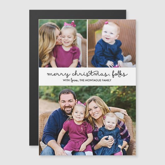 Casual Script 3 Foto Magnetische Kerstvakantie (Voorkant / Achterkant)