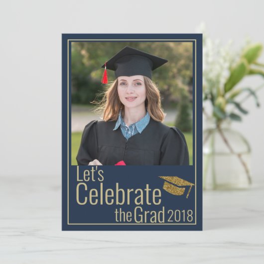 Casual Script |Aangepaste foto afstudeerfeest Kaart (Staand voorkant)