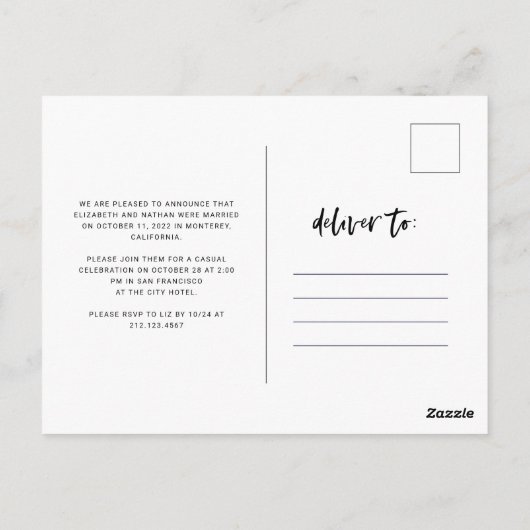 Casual Script | Aankondiging van de fotouitgave Briefkaart (Achterkant)