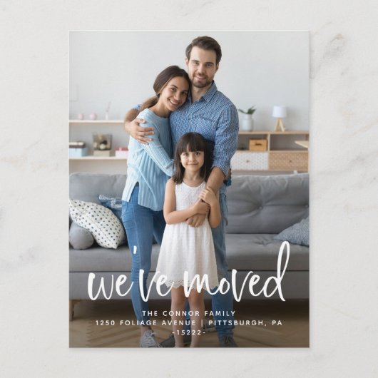 Casual Script | Aankondiging van fotobeweging Briefkaart (Voorkant)