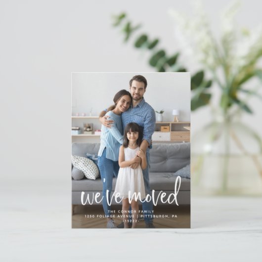 Casual Script | Aankondiging van fotobeweging Briefkaart (Staand voorkant)