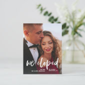 Casual Script | Aankondiging van twee foto-elopeme Briefkaart (Staand voorkant)