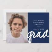 Casual Script-Afstudeerder | Eenvoudig foto-Afstud Aankondiging (Voorkant)