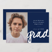 Casual Script-Afstudeerder | Eenvoudig foto-Afstud Aankondiging (Voorkant / Achterkant)
