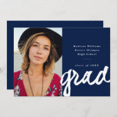 Casual Script-Afstudeerder | Eenvoudig foto-Afstud Aankondiging (Voorkant / Achterkant)