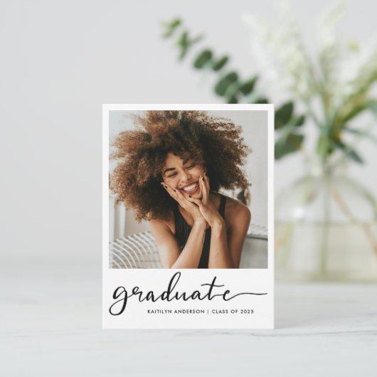 Casual Script-Afstuderen | De datumfoto opslaan Briefkaart (Staand voorkant)