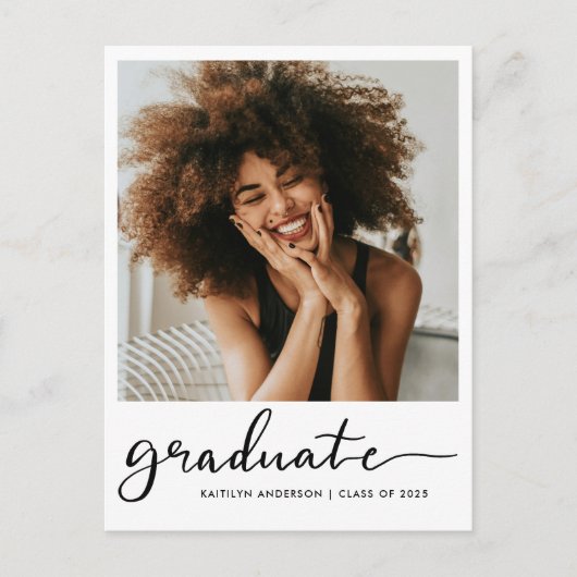 Casual Script-Afstuderen | De datumfoto opslaan Briefkaart (Voorkant)