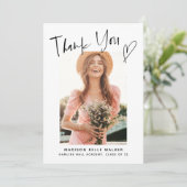Casual Script Afstuderen Foto Hartelijk dank Bedankkaart (Staand voorkant)