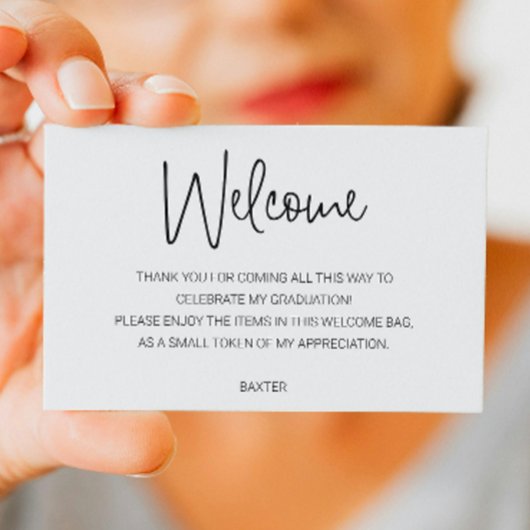 Casual Script Afstuderen Welkome cadeautas Plaatskaartje