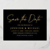 Casual Script Black Photo Wedding Save the Date Folie Uitnodiging (Voorkant)