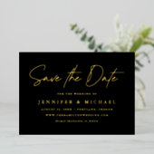 Casual Script Black Photo Wedding Save the Date Folie Uitnodiging (Staand Voorkant)