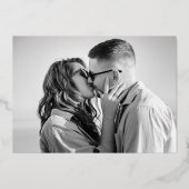 Casual Script Black Photo Wedding Save the Date Folie Uitnodiging (Achterkant)