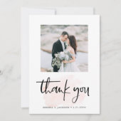 Casual Script | Blush minimalist twee-fotobruiloft Bedankkaart (Voorkant)