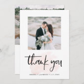 Casual Script | Blush minimalist twee-fotobruiloft Bedankkaart (Voorkant / Achterkant)