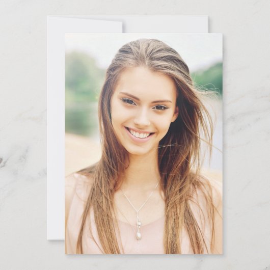 Casual Script Blush Roze en Wit | Partij Afstudeer Kaart (Achterkant)