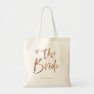 Casual Script   Chic Roos Gold Bride Tote Bag