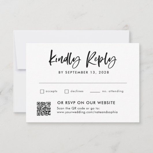 Casual Script | Combinatie en traditioneel met QR- RSVP Kaartje (Voorkant)