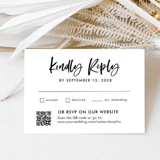 Casual Script | Combinatie en traditioneel met QR- RSVP Kaartje