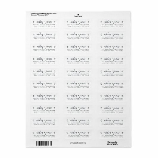Casual Script Couple Return Address Label (Full Sheet)