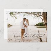 Casual Script De datum opslaan Foto Briefkaart Zwa (Voorkant / Achterkant)