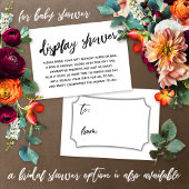 Casual Script Display Baby shower Geen cadeauverpa Informatiekaartje