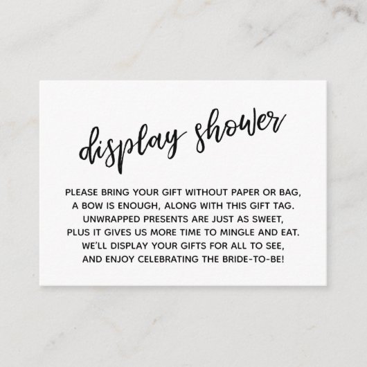 Casual Script Display Vrijgezellenfeest Geen cadea Informatiekaartje (Voorkant)