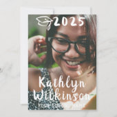 Casual script, eenvoudig 4-foto-Afstuderen Aankondiging (Voorkant)