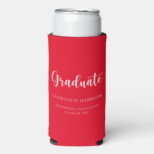 Casual Script Eenvoudige Graduation Party Seltzer Blikjeskoeler (Seltzer Voorkant)