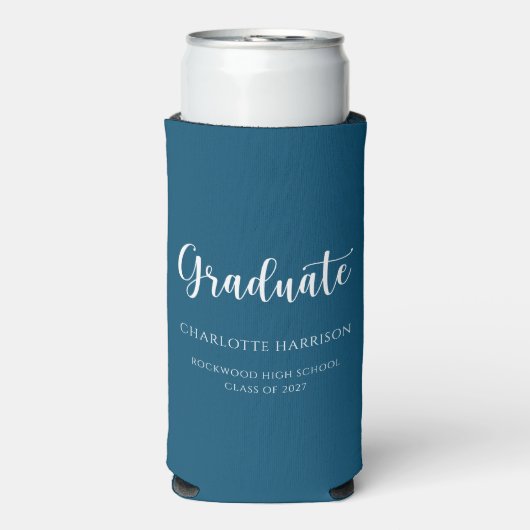 Casual Script Eenvoudige Graduation Party Seltzer Blikjeskoeler (Seltzer Voorkant)