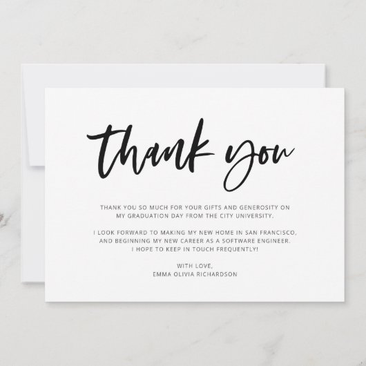 Casual script en Afstuderen foto Bedankkaart (Achterkant)