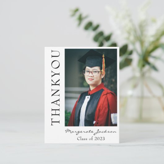 Casual Script en Afstuderen Foto Dank u Kaart (Staand voorkant)