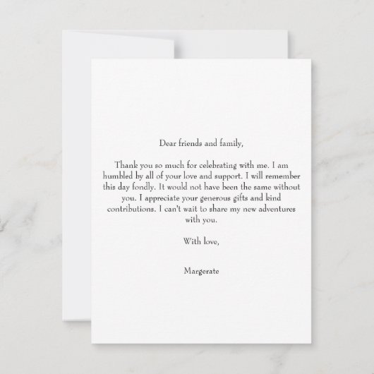 Casual Script en Afstuderen Foto Dank u Kaart (Achterkant)