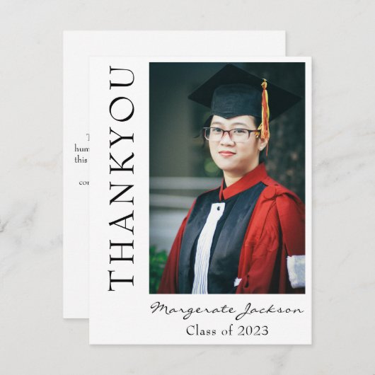 Casual Script en Afstuderen Foto Dank u Kaart (Voorkant / Achterkant)