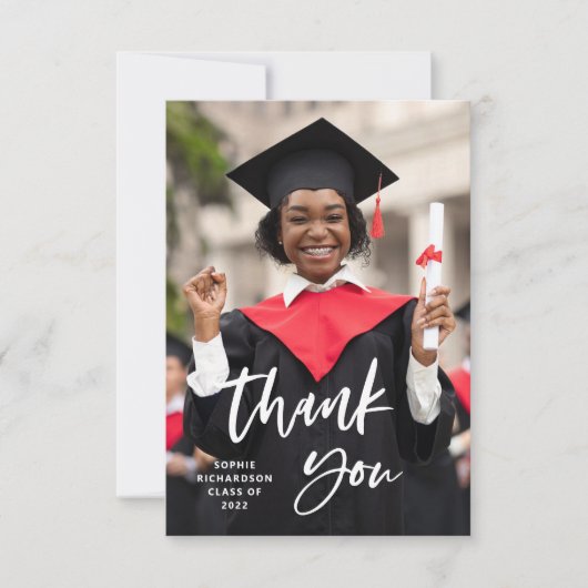 Casual script en foto's | AFSTUDEREN Bedankkaart (Voorkant)
