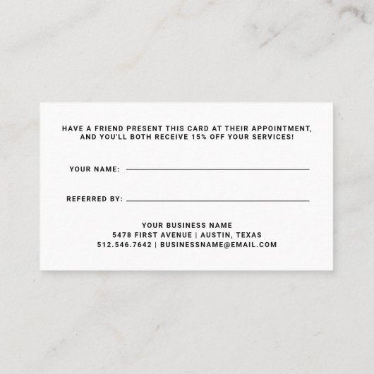 Casual script en hart | Black Aanbevelingskaartje (Achterkant)