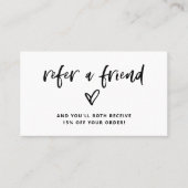 Casual script en hart | Zwart-Wit Aanbevelingskaartje (Voorkant)