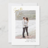 Casual script foto Save the Date Faux Gold Foil (Voorkant)