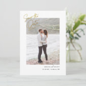 Casual script foto Save the Date Faux Gold Foil (Staand voorkant)