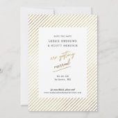 Casual script foto Save the Date Faux Gold Foil (Achterkant)
