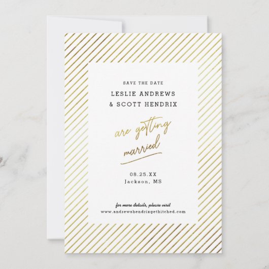 Casual script foto Save the Date Faux Gold Foil (Achterkant)