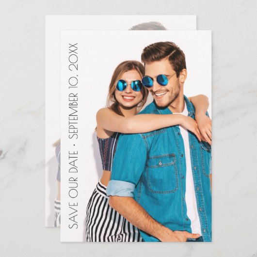 Casual Script-fotobruiloft slaat de datum op Save The Date (Voorkant / Achterkant)