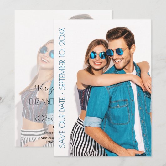 Casual Script-fotobruiloft slaat de datum op Save The Date (Voorkant / Achterkant)