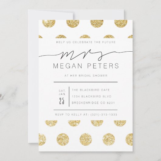 Casual Script | Gold Polka Dot Vrijgezellenfeest Kaart (Voorkant)