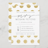 Casual Script | Gold Polka Dot Vrijgezellenfeest Kaart (Voorkant / Achterkant)