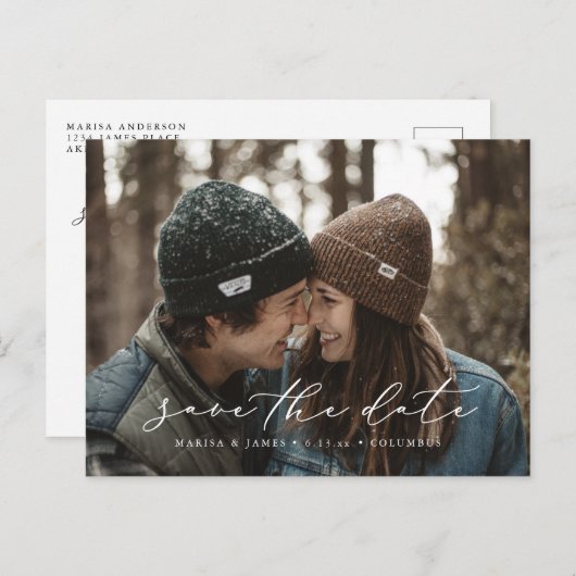 Casual script Het Briefkaart Datumfoto opslaan (Voorkant / Achterkant)