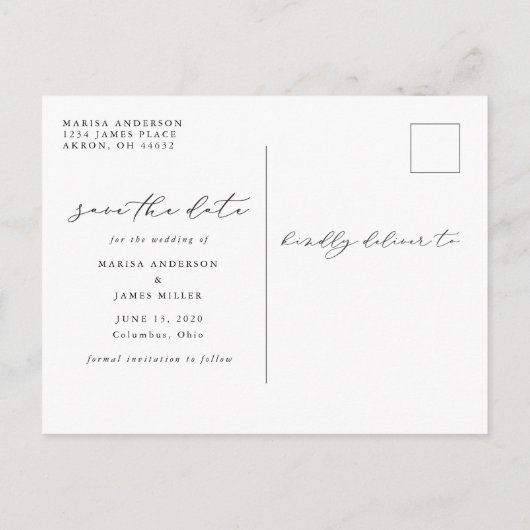 Casual script Het Briefkaart Datumfoto opslaan (Achterkant)